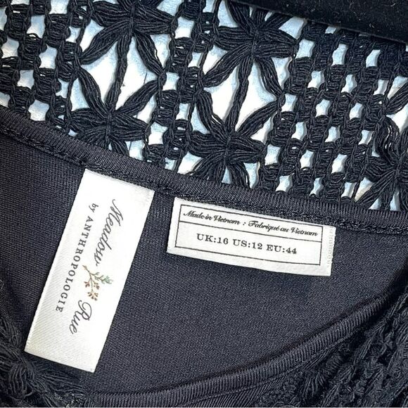 Meadow Rue by Anthropologie Black Sleeveless Crochet Dress Size 12 - Picture 9 of 16